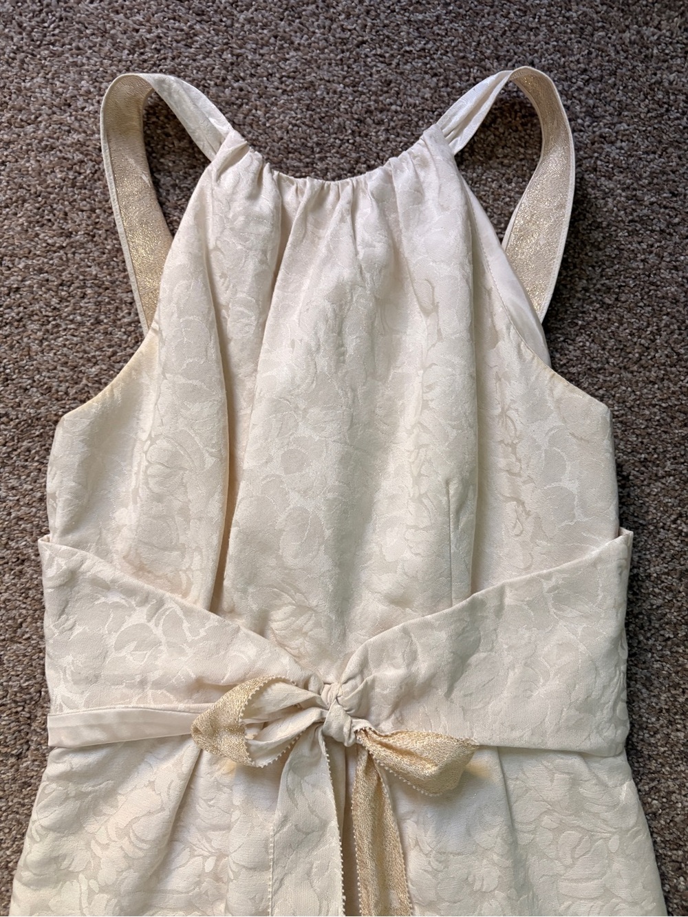 Vera Wang Lavender Floral Jacquard Dress with Gold Accent